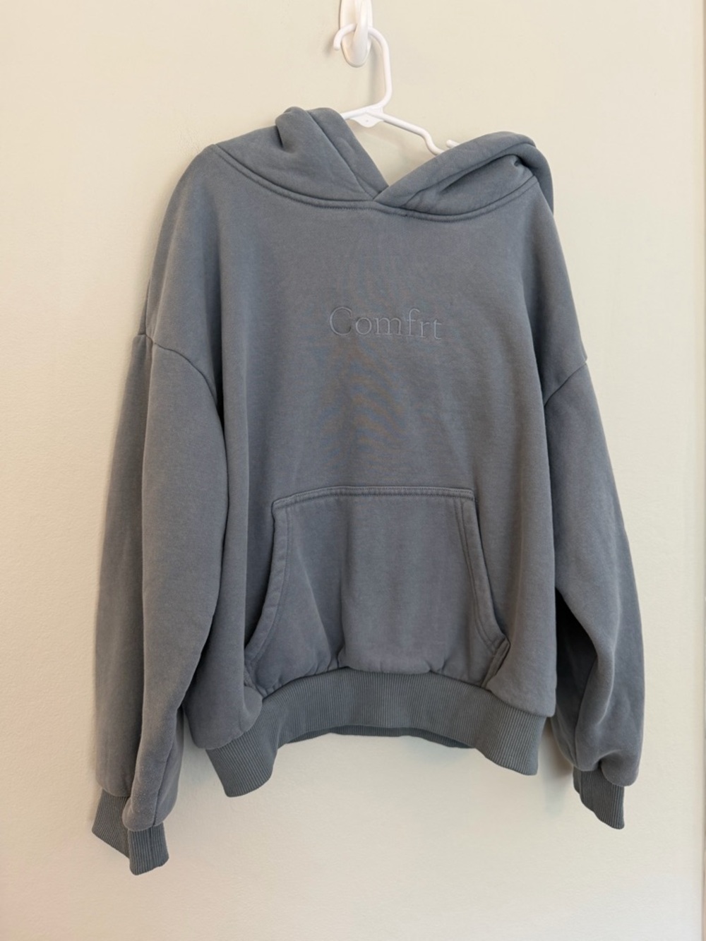 Kids Comfrt Oversized Hoodie Blue Gray Pullover Sweatshirt Size Large